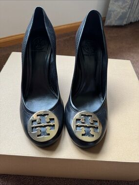 Tory Burch Sally Wedge Pumps with Gold Logo Medallion